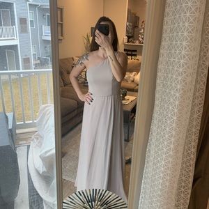 One-Shoulder Simple Chiffon Bridesmaid Dress Biscotti